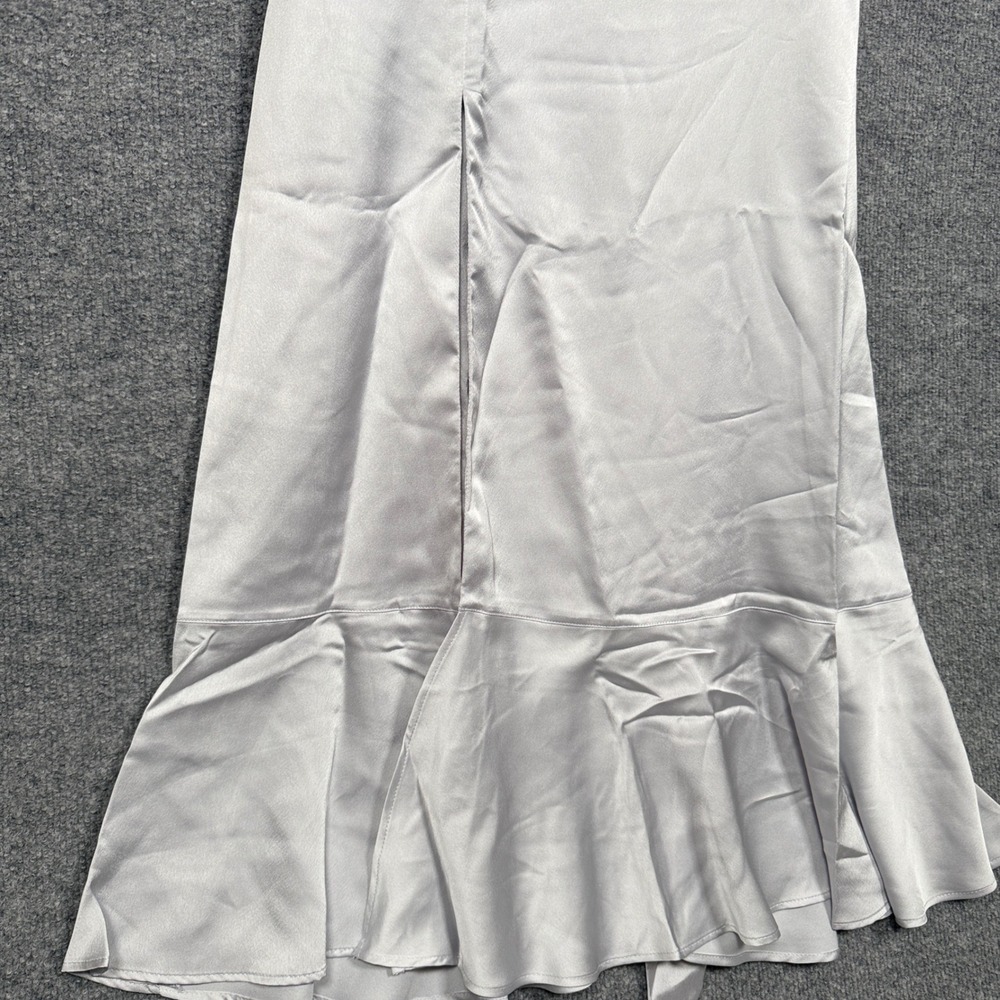 New Mumu Sz Small Claire Midi Dress Silver Satin Bridesmaid Prom Wedding Party - Picture 5 of 10